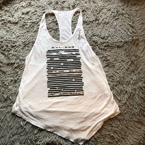 Reebok White Asymmetrical Tank Large